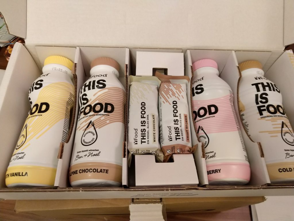 yFood-Probierpaket mit vier Trinks und den Riegeln